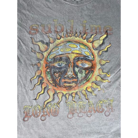 Sublime Long Beach Sun Gray Graphic T-Shirt Faded L - Picture 5 of 6